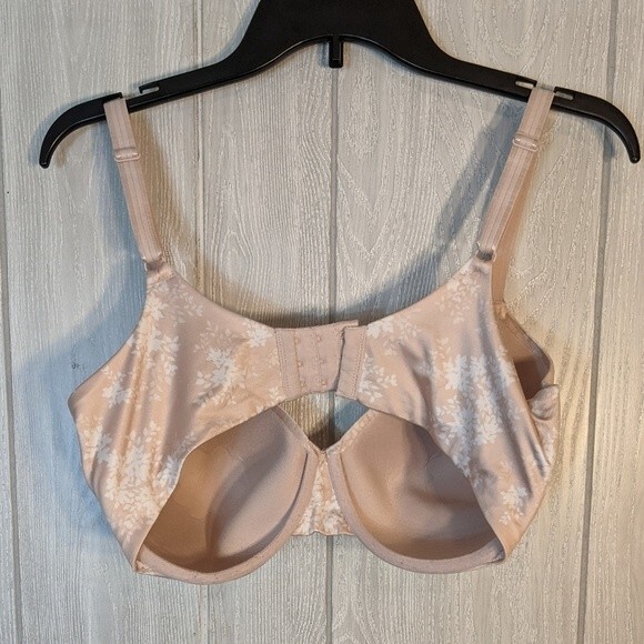 Bali Underwire Bra Nude/Cream Floral 3 Hook Bra EUC SZ 36DD - Picture 2 of 7